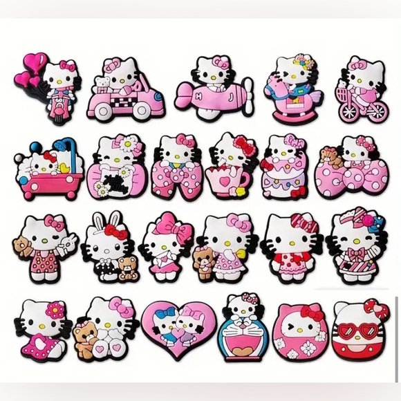 Hello Kitty Accessories - Hello Kitty - 23 piece Croc Shoe Charms Hello Kitty - measurements in pics - NWT